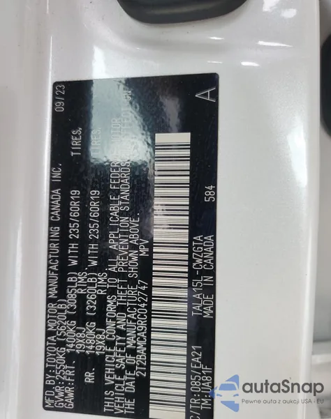 2024 Lexus Rx 350 Base from USA, damaged, VIN 2T2BAMCA9RC042747